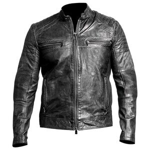 EXCELLED • Men’s Black Leather Biker Motorcycle Jacket